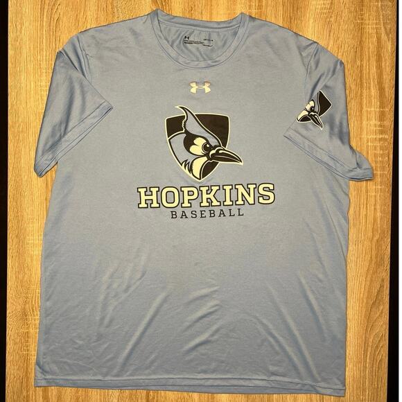 Under Armour Johns Hopkins Blue Jays Baseball TShirt Mens Large Blue - Picture 1 of 5